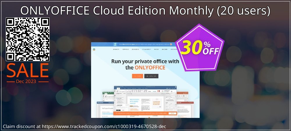 ONLYOFFICE Cloud Edition Monthly - 20 users  coupon on Virtual Vacation Day offer