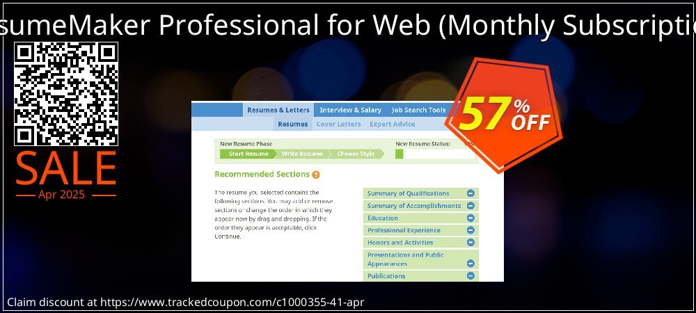 ResumeMaker Professional for Web - Monthly Subscription  coupon on World Party Day discount