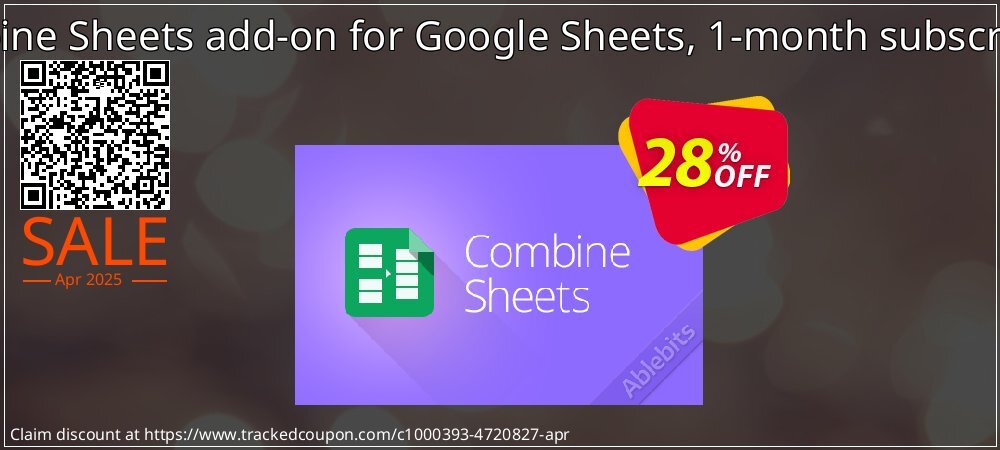 Combine Sheets add-on for Google Sheets, 1-month subscription coupon on Working Day offering discount