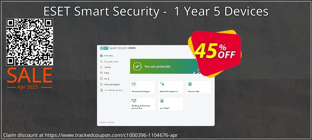 ESET Smart Security -  1 Year 5 Devices coupon on World Party Day deals