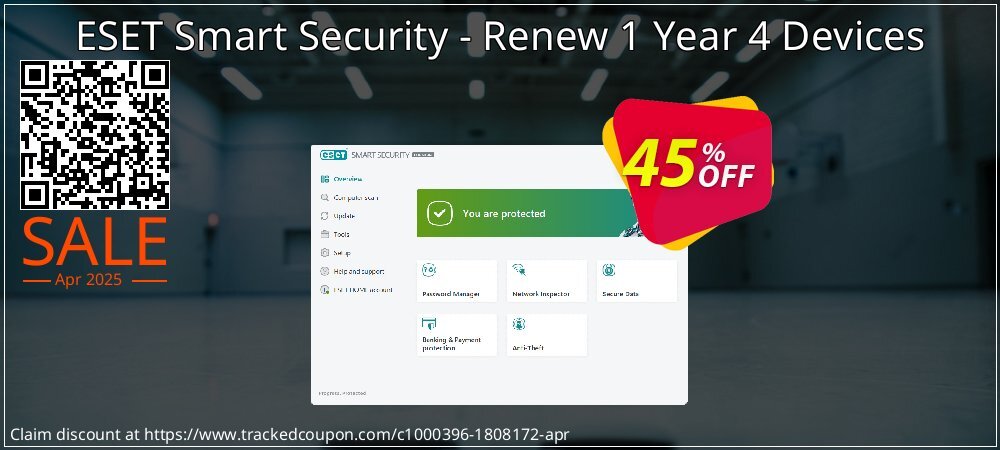 ESET Smart Security - Renew 1 Year 4 Devices coupon on April Fools Day offer