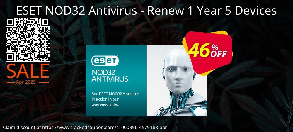 ESET NOD32 Antivirus - Renew 1 Year 5 Devices coupon on Easter Day sales