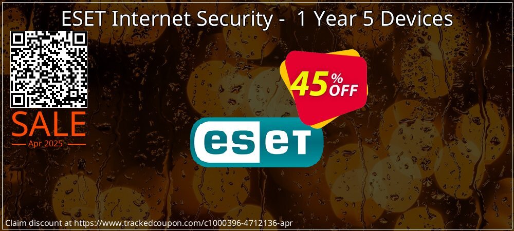 ESET Internet Security -  1 Year 5 Devices coupon on World Party Day sales