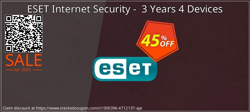 ESET Internet Security -  3 Years 4 Devices coupon on Working Day offer