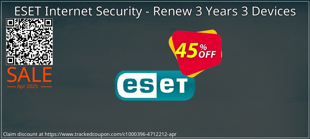 ESET Internet Security - Renew 3 Years 3 Devices coupon on April Fools' Day offering discount