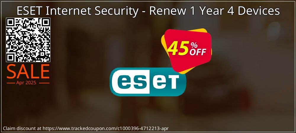 ESET Internet Security - Renew 1 Year 4 Devices coupon on Constitution Memorial Day super sale