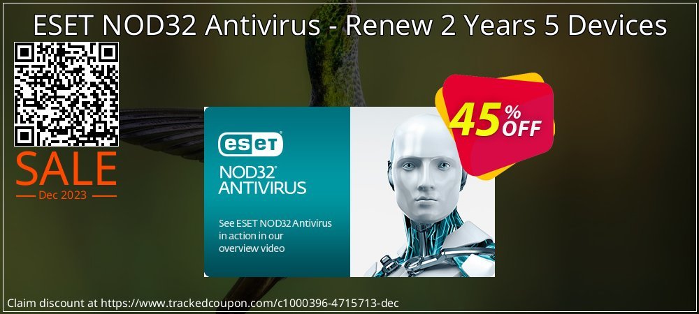 ESET NOD32 Antivirus - Renew 2 Years 5 Devices coupon on Virtual Vacation Day discount