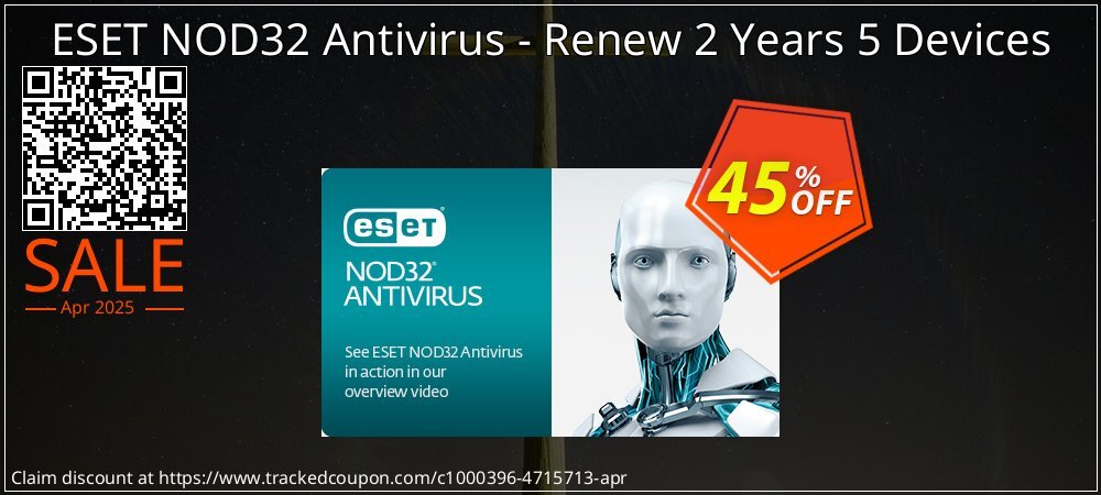 ESET NOD32 Antivirus - Renew 2 Years 5 Devices coupon on Easter Day offering discount