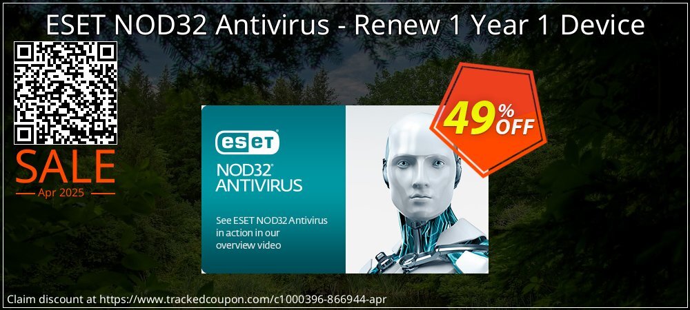 ESET NOD32 Antivirus - Renew 1 Year 1 Device coupon on April Fools' Day discount