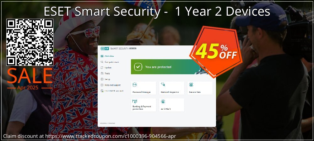 ESET Smart Security -  1 Year 2 Devices coupon on Palm Sunday offering sales