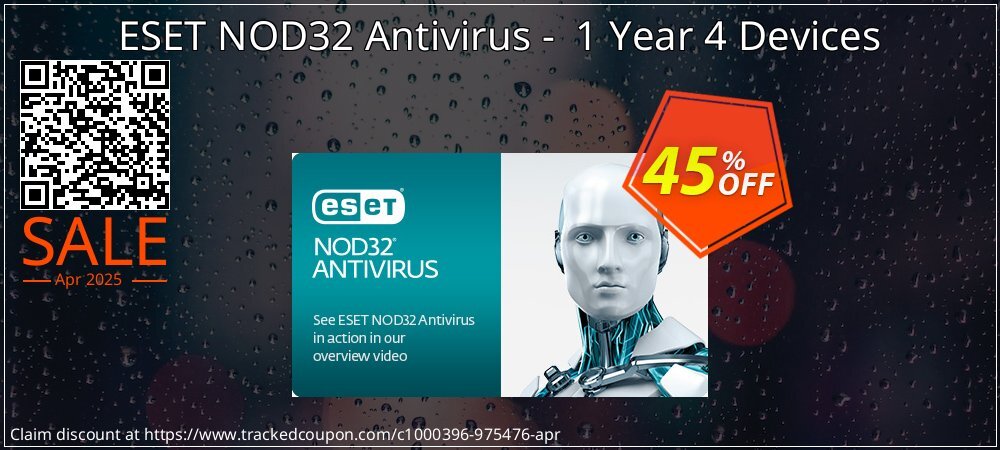 ESET NOD32 Antivirus -  1 Year 4 Devices coupon on World Party Day offering sales