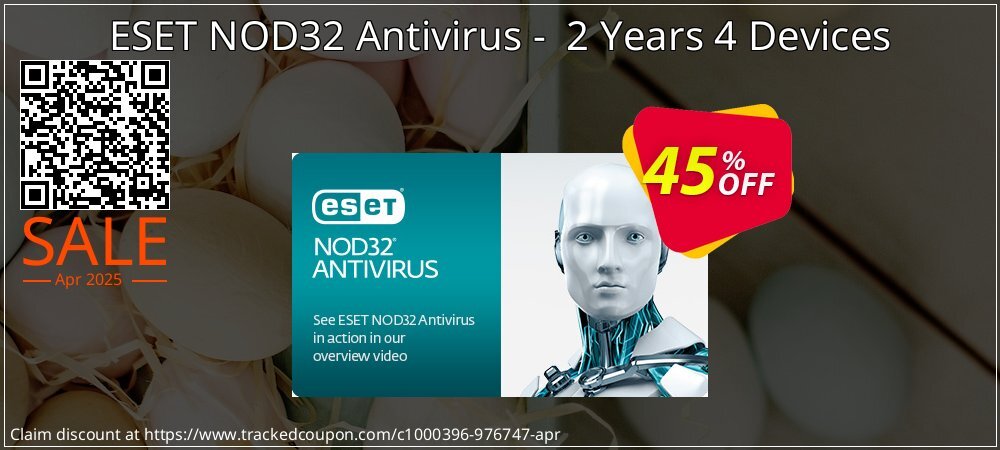 ESET NOD32 Antivirus -  2 Years 4 Devices coupon on April Fools' Day discounts