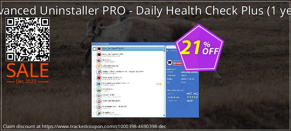 Advanced Uninstaller PRO - Daily Health Check Plus - 1 year  coupon on Easter Day promotions