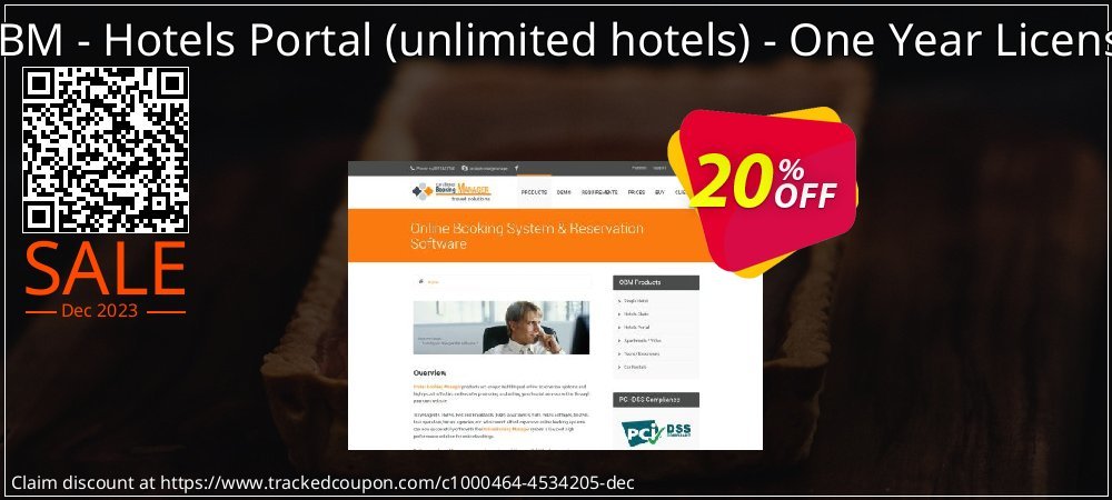 OBM - Hotels Portal - unlimited hotels - One Year License coupon on National Walking Day offering discount