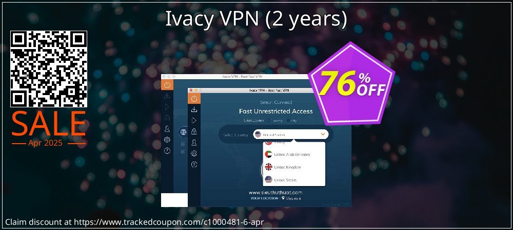 Ivacy VPN - 2 years  coupon on Palm Sunday discount