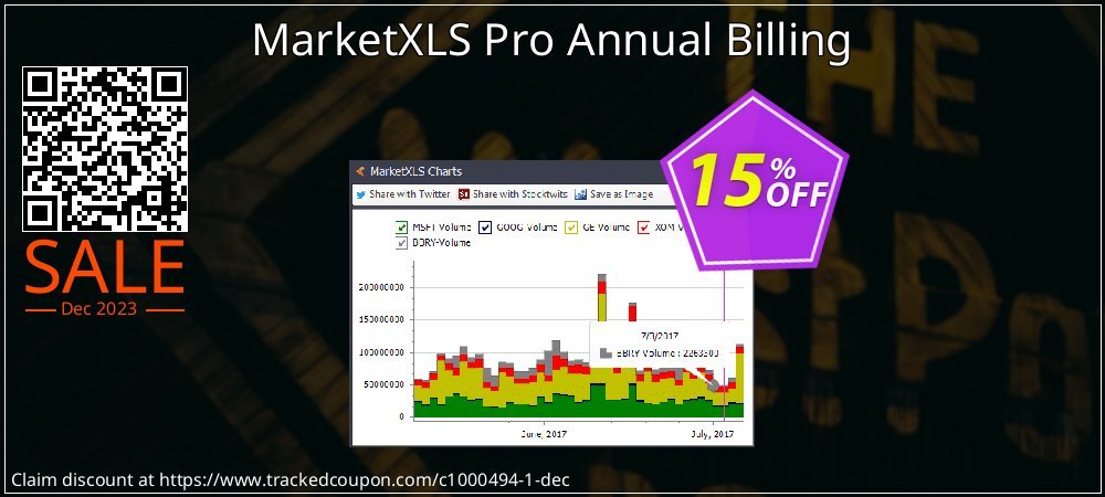 MarketXLS Pro Annual Billing coupon on World Party Day discount