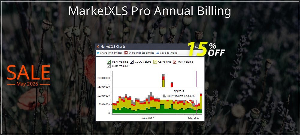 MarketXLS Pro Annual Billing coupon on World Party Day discount