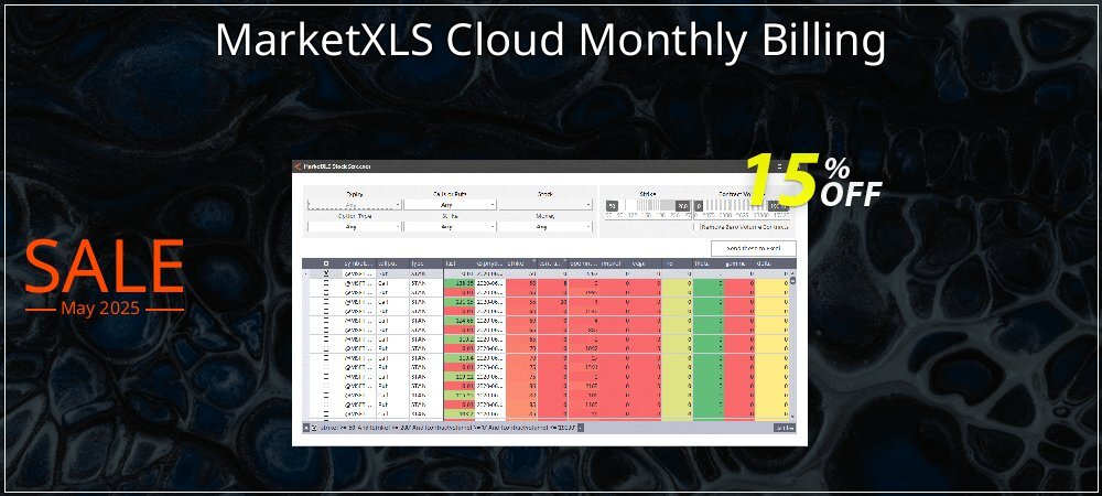 MarketXLS Cloud Monthly Billing coupon on National Pizza Party Day offer