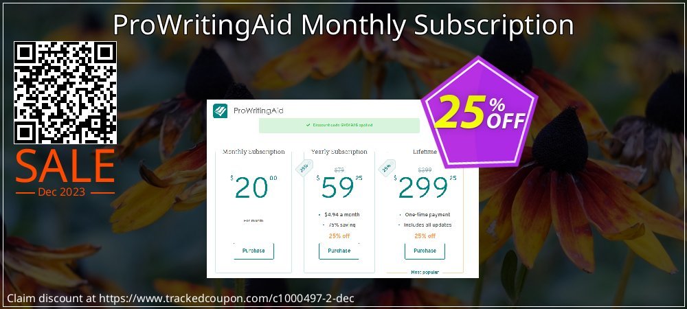 ProWritingAid Monthly Subscription coupon on Working Day promotions