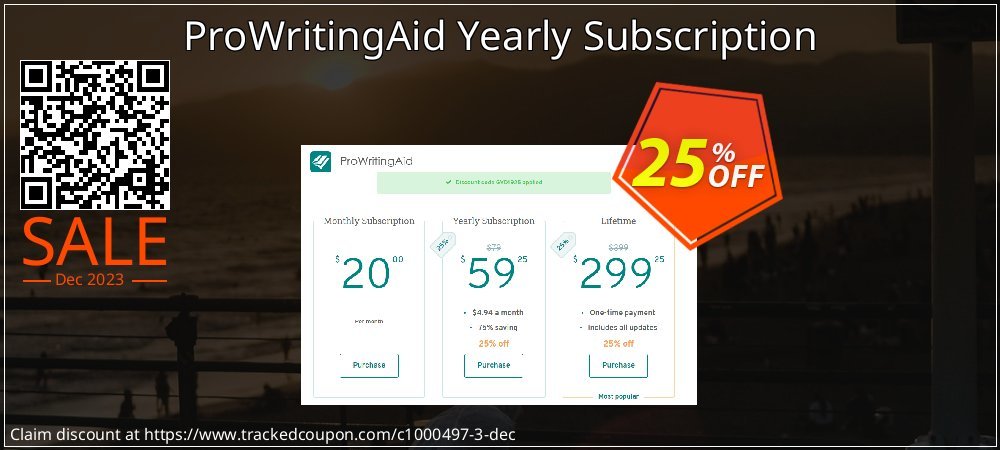 ProWritingAid Yearly Subscription coupon on Virtual Vacation Day discounts