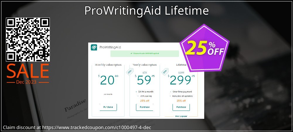 ProWritingAid Lifetime coupon on Tell a Lie Day sales