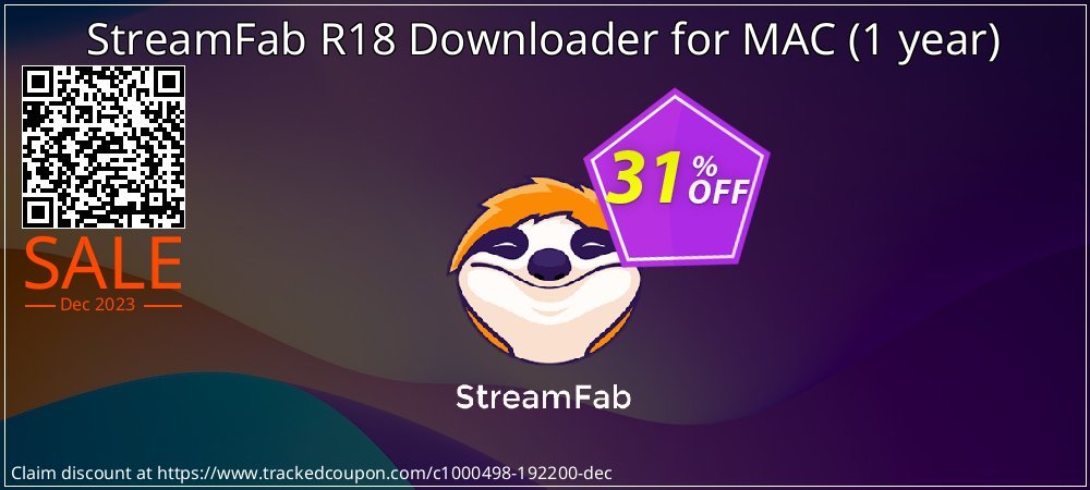 StreamFab R18 Downloader for MAC - 1 year  coupon on Christmas Card Day deals