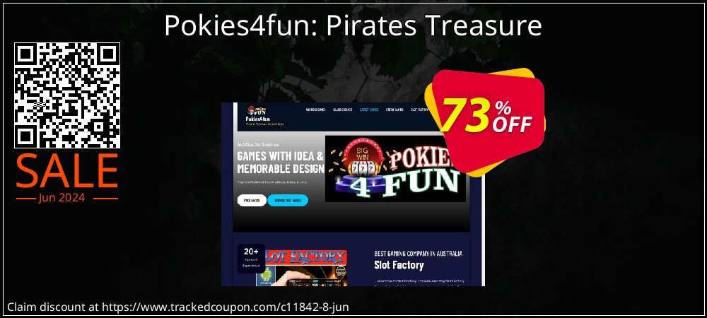 Pokies4fun: Pirates Treasure coupon on National Pizza Party Day sales