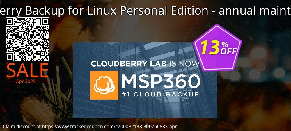 CloudBerry Backup for Linux Personal Edition - annual maintenance coupon on Virtual Vacation Day discount