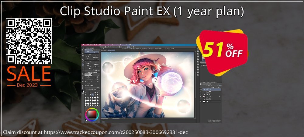 Clip Studio Paint EX - 1 year plan  coupon on Columbia Day offering sales