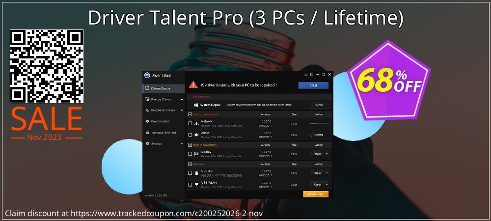 Driver Talent Pro - 3 PCs / Lifetime  coupon on April Fools' Day offering sales