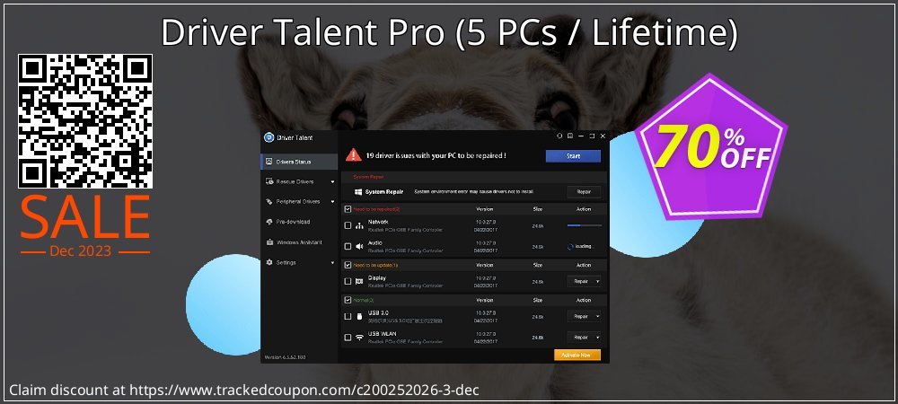 Driver Talent Pro - 5 PCs / Lifetime  coupon on Happy New Year discount