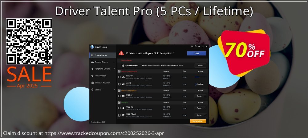 Driver Talent Pro - 5 PCs / Lifetime  coupon on Easter Day super sale