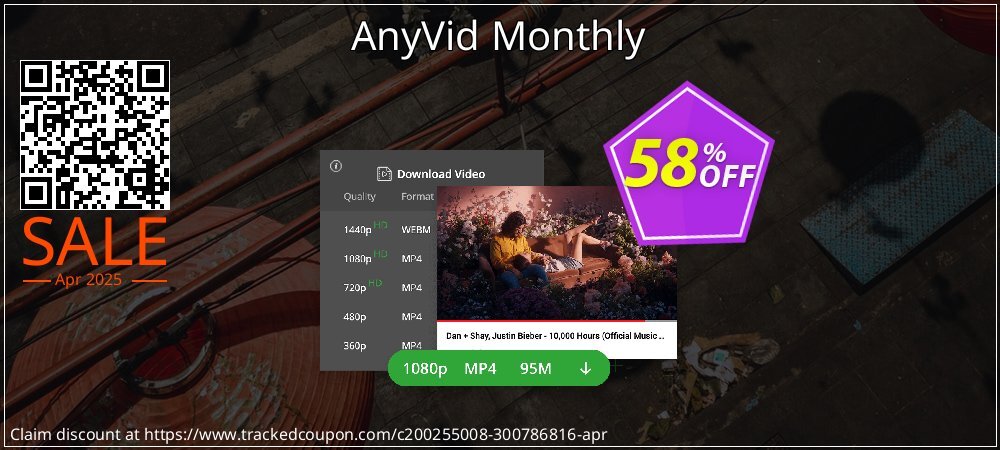 AnyVid Monthly coupon on World Party Day sales