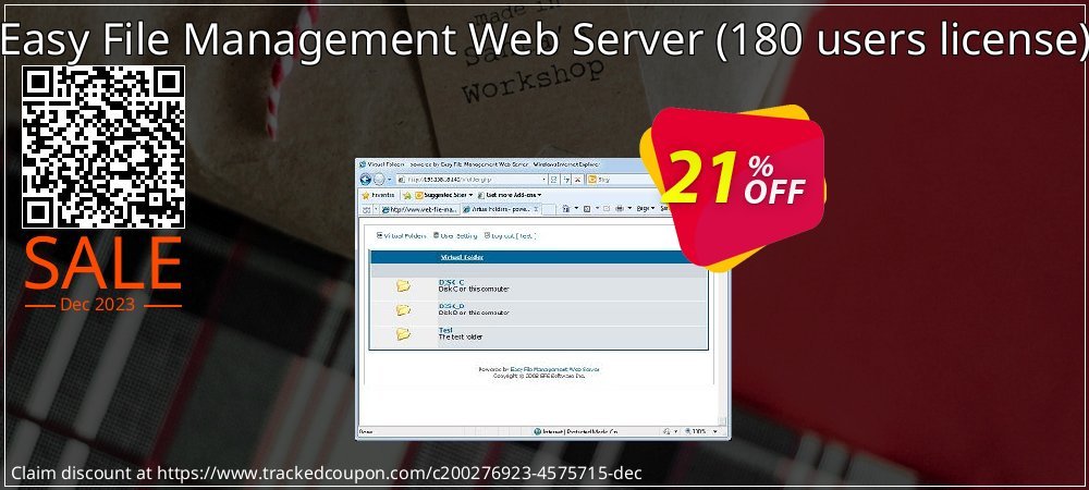 Easy File Management Web Server - 180 users license  coupon on National Walking Day offering discount