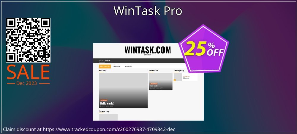 WinTask Pro coupon on Working Day offering sales