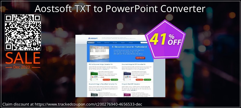 Get 40% OFF Aostsoft TXT to PowerPoint Converter offering sales
