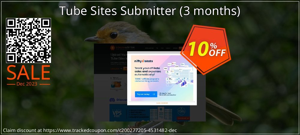 Tube Sites Submitter - 3 months  coupon on National Memo Day deals