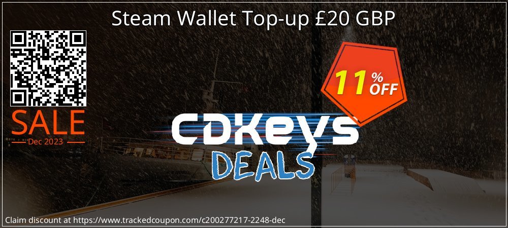 Steam Wallet Top-up £20 GBP coupon on Virtual Vacation Day sales