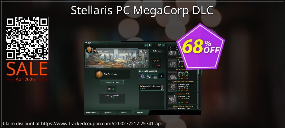 Stellaris PC MegaCorp DLC coupon on World Party Day offering discount