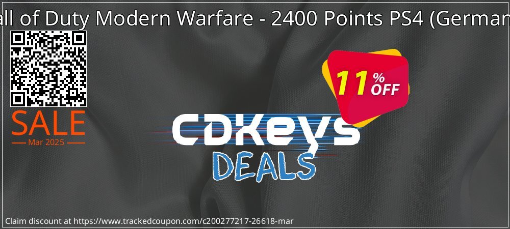 Call of Duty Modern Warfare - 2400 Points PS4 - Germany  coupon on Virtual Vacation Day discounts