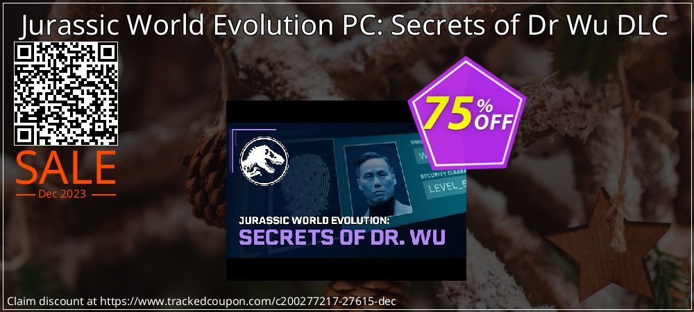 Jurassic World Evolution PC: Secrets of Dr Wu DLC coupon on World Backup Day offering sales