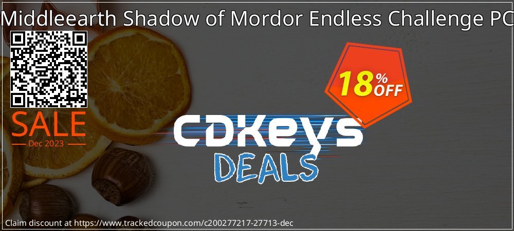 Middleearth Shadow of Mordor Endless Challenge PC coupon on Easter Day offering sales