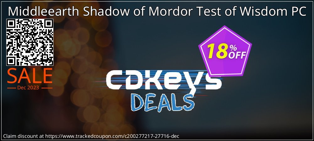 Middleearth Shadow of Mordor Test of Wisdom PC coupon on World Party Day promotions