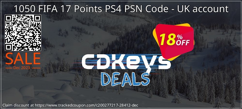 1050 FIFA 17 Points PS4 PSN Code - UK account coupon on Working Day discount