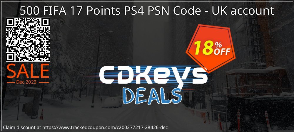 500 FIFA 17 Points PS4 PSN Code - UK account coupon on Palm Sunday super sale