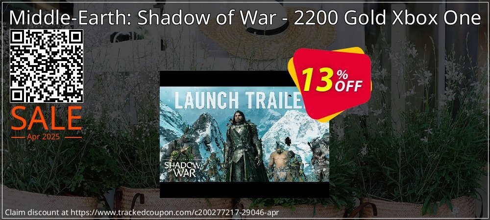 Middle-Earth: Shadow of War - 2200 Gold Xbox One coupon on Palm Sunday offering sales