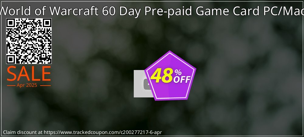 World of Warcraft 60 Day Pre-paid Game Card PC/Mac coupon on Women Day promotions