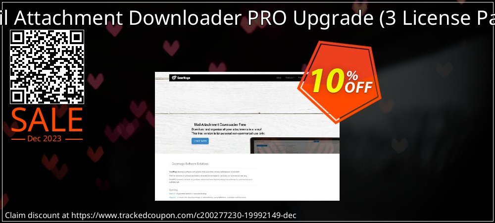 Mail Attachment Downloader PRO Upgrade - 3 License Pack  coupon on Valentine offering discount