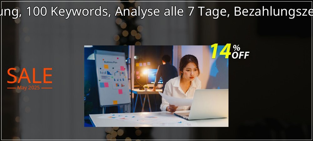 SEO-Dienstleistung, 100 Keywords, Analyse alle 7 Tage, Bezahlungszeitraum 1 Monat coupon on Mother's Day super sale