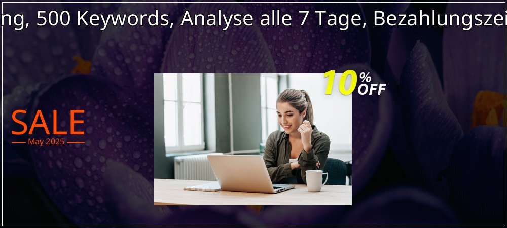 SEO-Dienstleistung, 500 Keywords, Analyse alle 7 Tage, Bezahlungszeitraum 3 Monate coupon on Easter Day discount